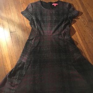 Betsy Johnson Magenta Grey Ponte Dress, Sz. 6